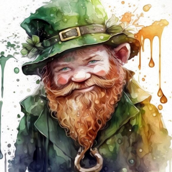 4x6 St. Patricks Day Leprechaun Irish Blessing Watercolor Oil Painting‎ Print - Picture 3 of 10